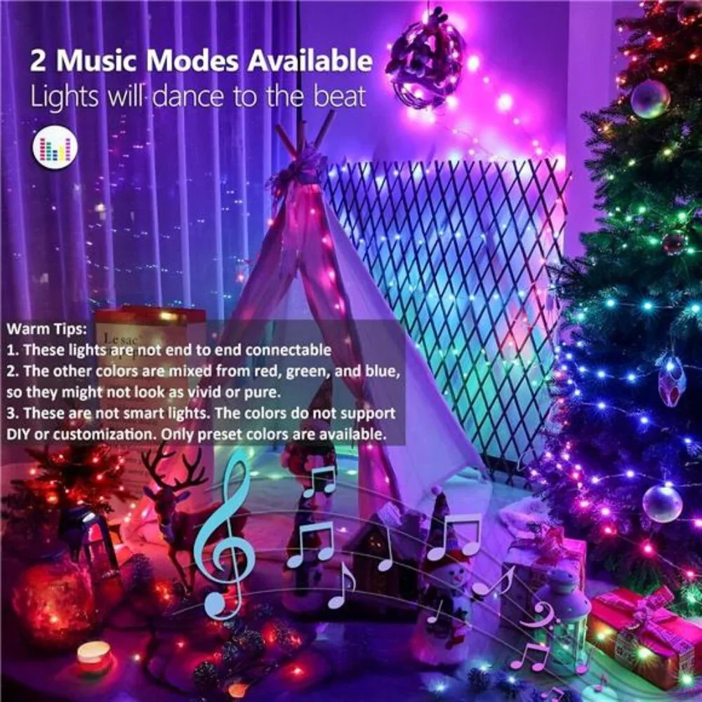 Christmas Fairy Lights 66ft 200 LED Color Changing Remote Indoor Outdoor Twinkle